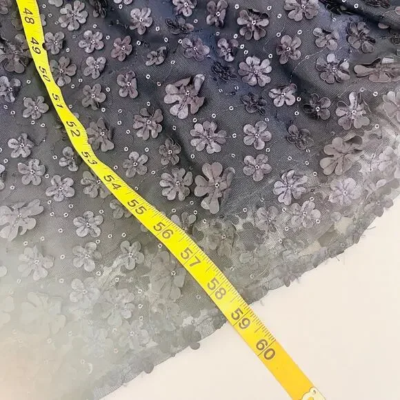 Tahari Floral Appliqué Sequin Three Quarter Sleeve Maxi Dress Size 12 Navy - Picture 8 of 9